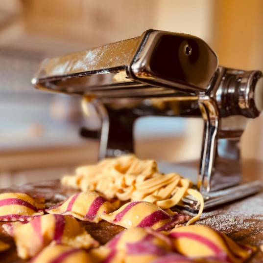 Italian ravioli and a pasta machine